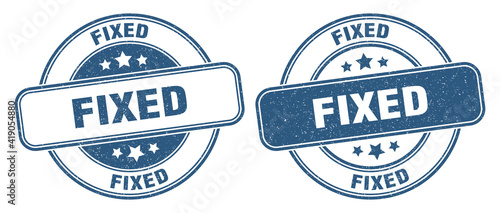fixed stamp. fixed label. round grunge sign