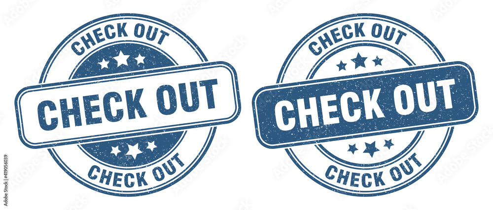 Obraz premium check out stamp. check out label. round grunge sign