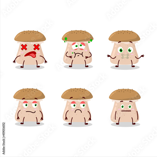 Honey fungus cartoon character with nope expression
