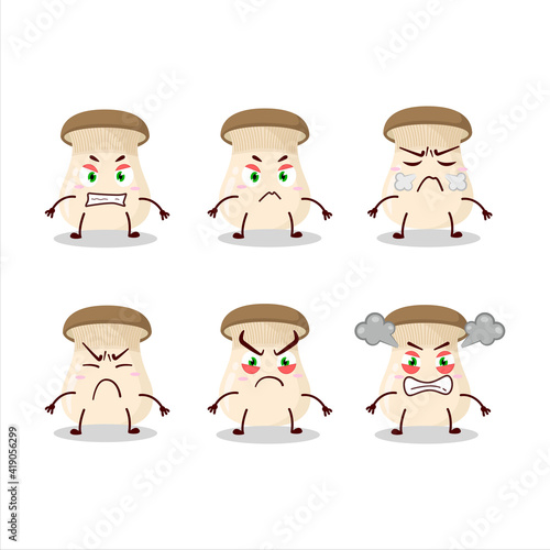 King trumpet mushroom cartoon character with various angry expressions