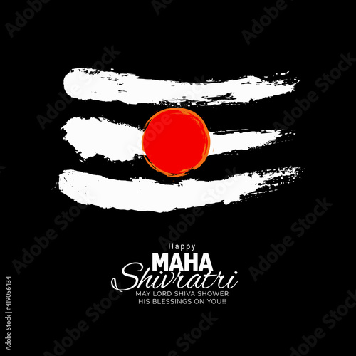 Lord Shiva Tika (Symbol of Lord Shiva) on black background for Maha Shivratri festival vector design.