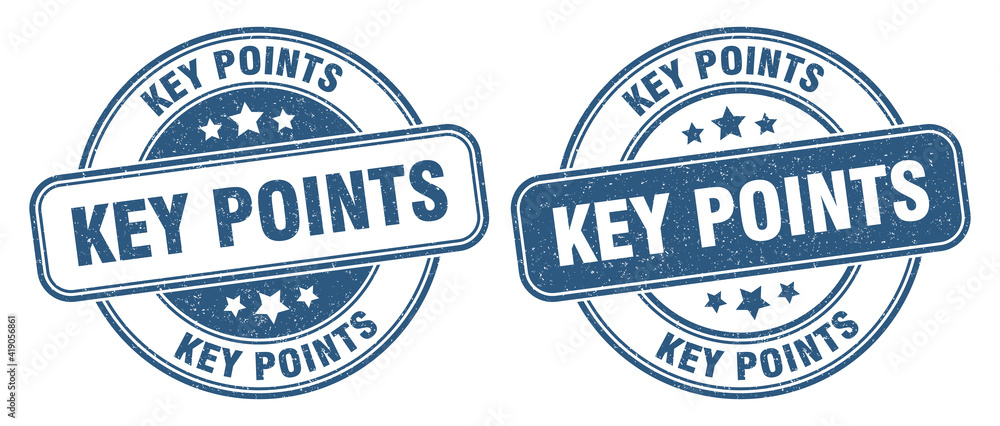 key points stamp. key points label. round grunge sign