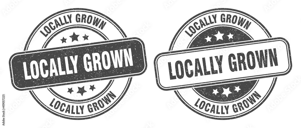 locally grown stamp. locally grown label. round grunge sign