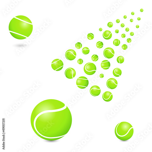 Tennis balls. Tennis balls on a white background with a shadow. Vector illustration