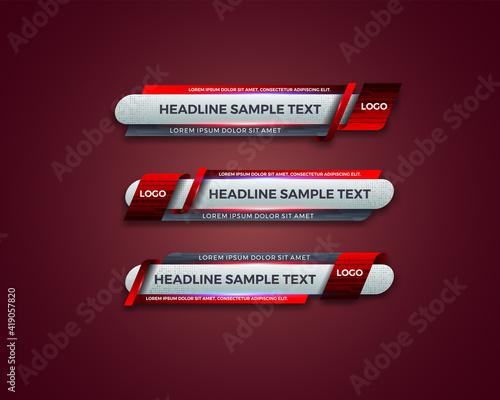 abstract modern geometric lower third banner template design. TV News Bars. broadcasting live streaming. interface template. Vector Illustration.
