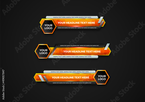 abstract modern geometric lower third banner template design. TV News Bars. broadcasting live streaming. interface template. Vector Illustration.