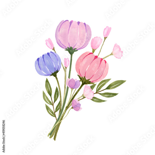 Wallpaper Mural 野の花の花束　水彩イラスト Torontodigital.ca