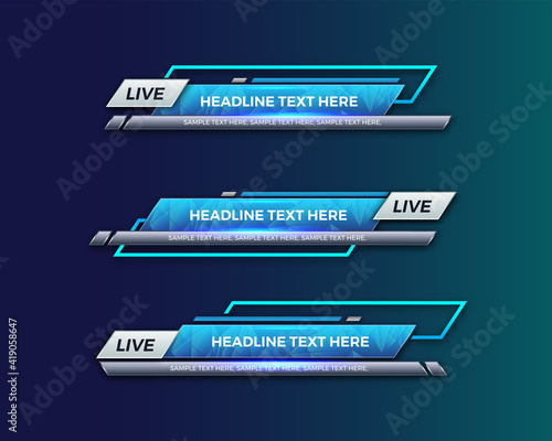 abstract modern geometric lower third banner template design. TV News Bars. broadcasting live streaming. interface template. Vector Illustration.