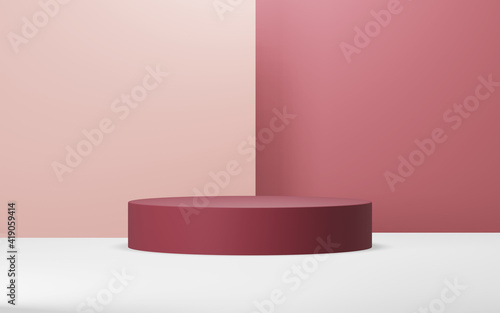 Podium abstract background. Geometric shape. pink pastel colors scene. Minimal 3d rendering. Scene with geometrical background. 3d render