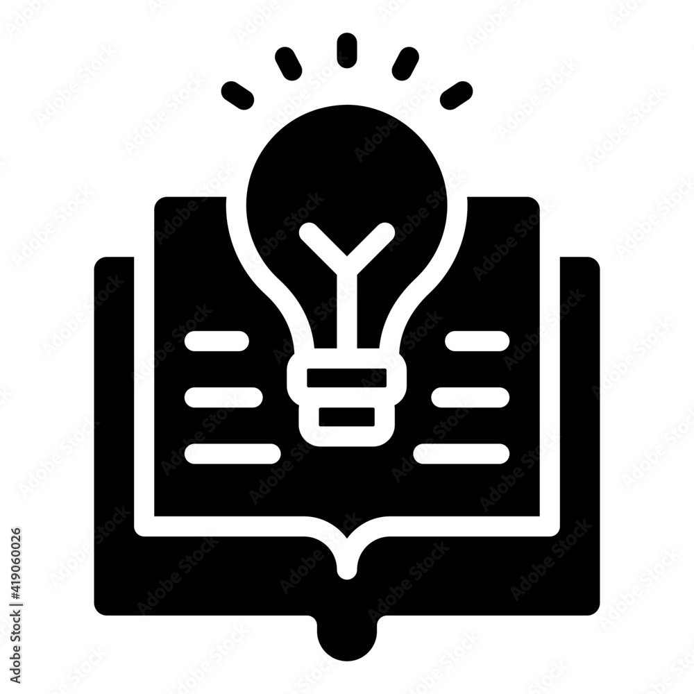 Light bulb with book, icon of creative education Stock Vector | Adobe Stock