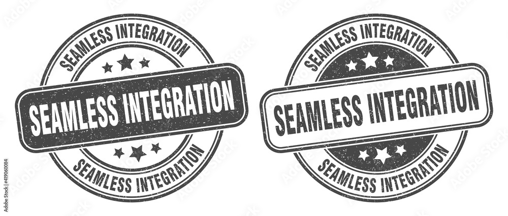seamless integration stamp. seamless integration label. round grunge sign