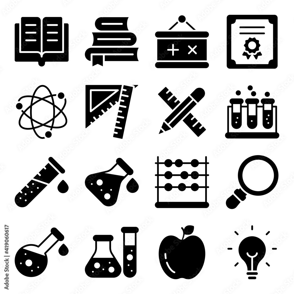 Fototapeta premium Pack of Education Solid Icons