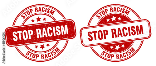 stop racism stamp. stop racism label. round grunge sign