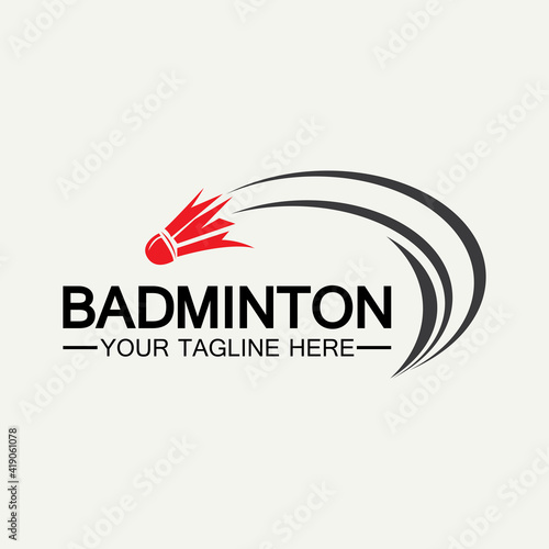 Badminton Logo vector icon illustration design template.Badminton Shuttlecock icon logo.Badminton sport logo template vector. Sport club logo concept