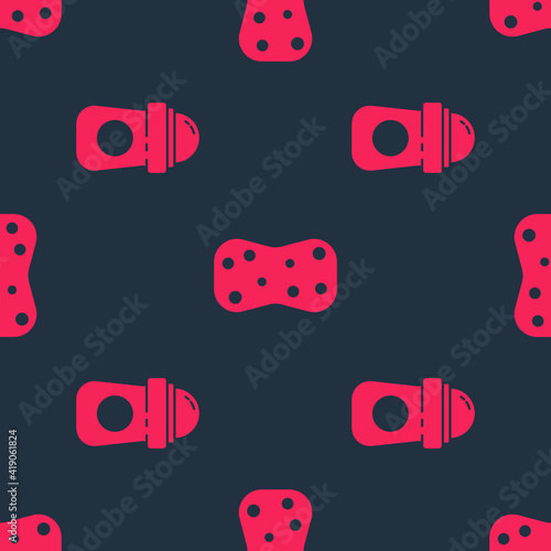 Set Antiperspirant deodorant roll and Sponge with bubbles on seamless pattern. Vector.