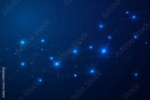 Abstract connect dots, Polygonal background. Technology hi tech connecting digital data design concept, vector illustration