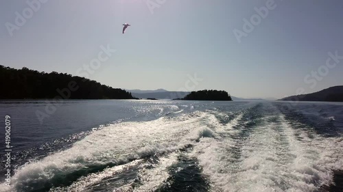 Shot from the stern of the boat at Nahuel Huapi Lake