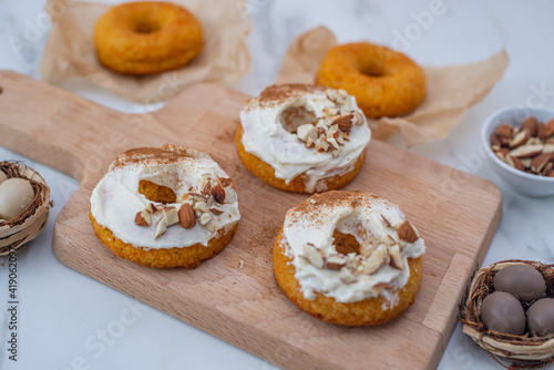 sweet home made carrot cake donuts for easter