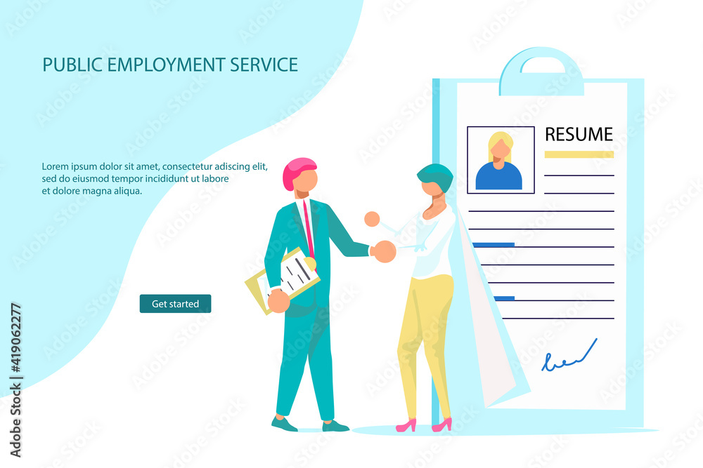Landing webpage template of Hiring employees and new workplaces. Expansion and emergence of new enterprises for labor market concept. Flat Art Vector Illustration Landing webpage template of Hiring employees and new workplaces. Expansion and emergence of new enterprises for labor market concept. Flat Art Vector Illustration