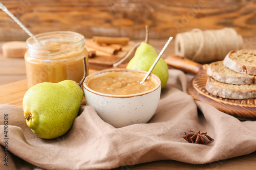 Wallpaper Mural Tasty pear jam on table Torontodigital.ca