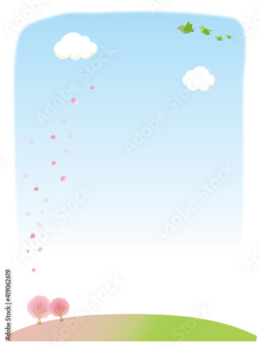 青空と桜の木