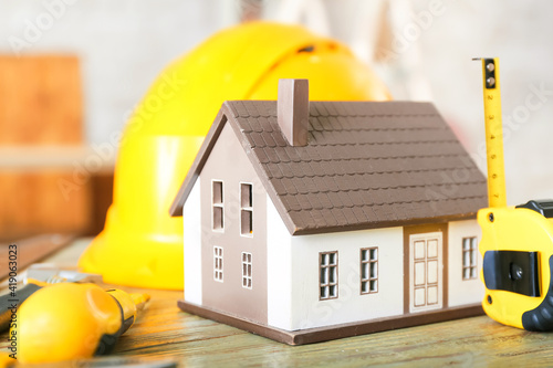 Model of new house with bui...