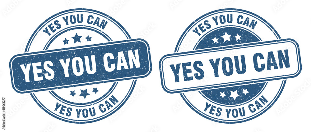 Obraz premium yes you can stamp. yes you can label. round grunge sign