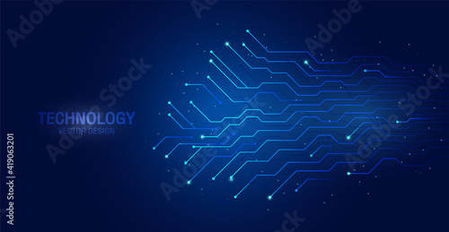 Technology connection digital data,Blue technology background with circuit diagram