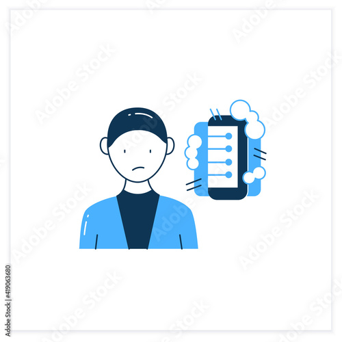 Information pollution flat icon. Contamination space supply with irrelevant, redundant, and low-value info.Information overload concept. Vector illustration