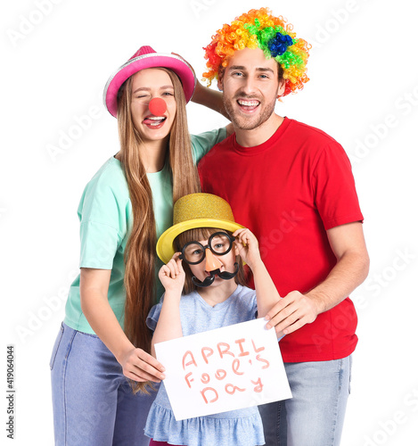 Young family in funny disgu...