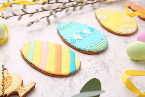 Colorful easter egg and chi...