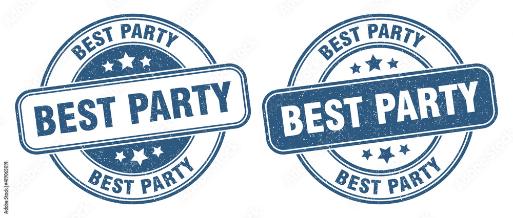 best party stamp. best party label. round grunge sign