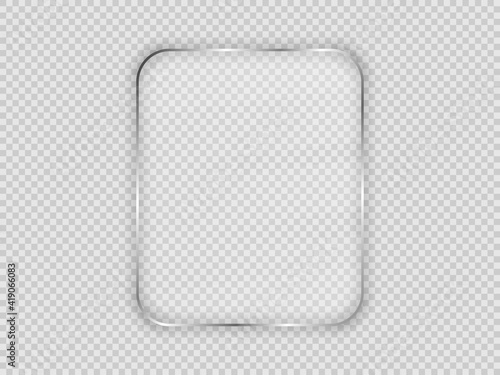 Glass plate in rounded vertical frame