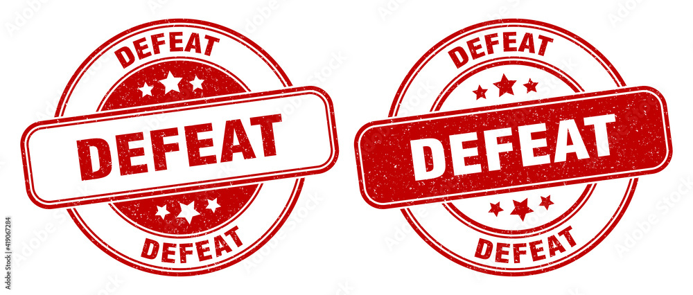 defeat stamp. defeat label. round grunge sign defeat stamp. defeat label. round grunge sign