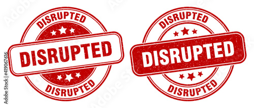 disrupted stamp. disrupted label. round grunge sign