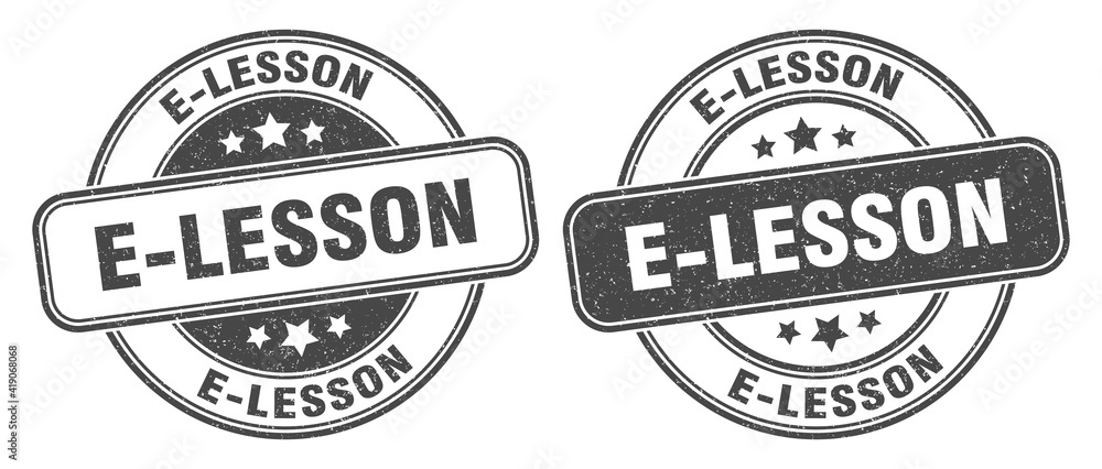 e-lesson stamp. e-lesson label. round grunge sign e-lesson stamp. e-lesson label. round grunge sign