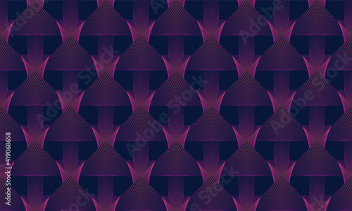 Modern geometric pattern. Violet and crimson colors, smooth lines create flattened shapes. Seamless pattern.