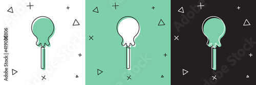 Set Lollipop icon isolated on white and green, black background. Food, delicious symbol. Vector.