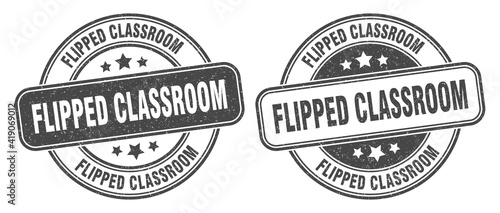 flipped classroom stamp. flipped classroom label. round grunge sign