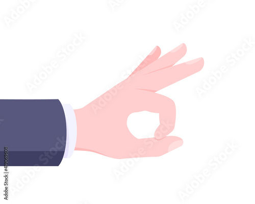 Giant hand ready to flick business concept vector illustration isolated on white background. Hand gesture flick with human hand in the suit.
