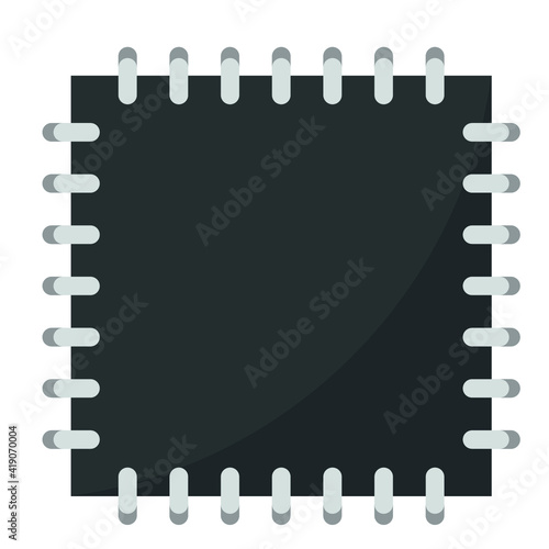 Computer chip. Digital chip. Modern technology processor. Flat cartoon illustration