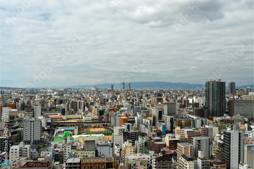 Bird's-eye view of Osaka city in Japan 