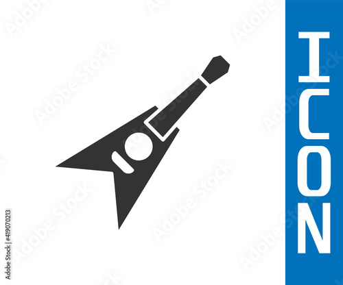 Grey Electric bass guitar icon isolated on white background. Vector.