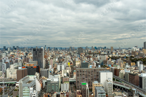 Bird s-eye view of Osaka city in Japan 