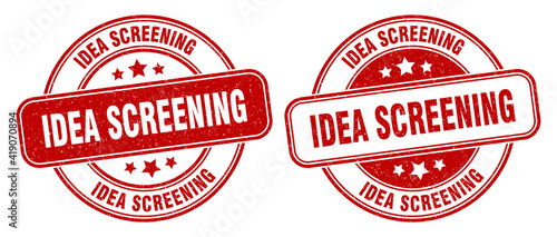 idea screening stamp. idea screening label. round grunge sign