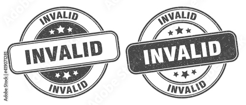invalid stamp. invalid label. round grunge sign