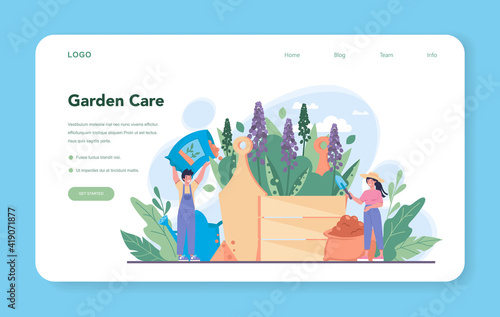Gardener web banner or landing page. Idea of horticultural designer business
