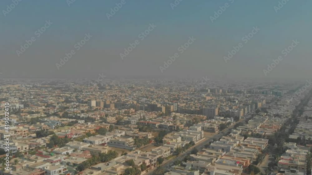 Aerial View Of Clifton Cantonment In Karachi, Pakistan With Smog In The Air Aerial View Of Clifton Cantonment In Karachi, Pakistan With Smog In The Air
