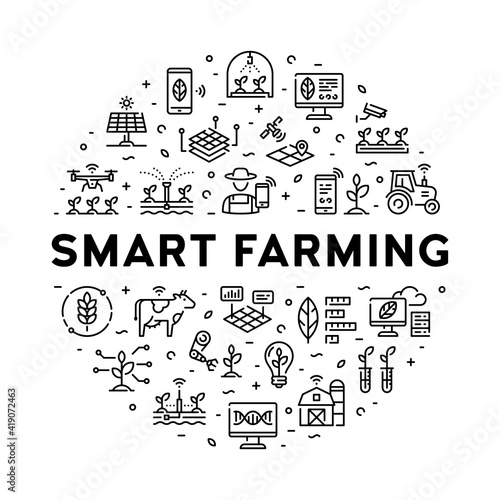 Vector Smart Farm Agriculture Icon Set