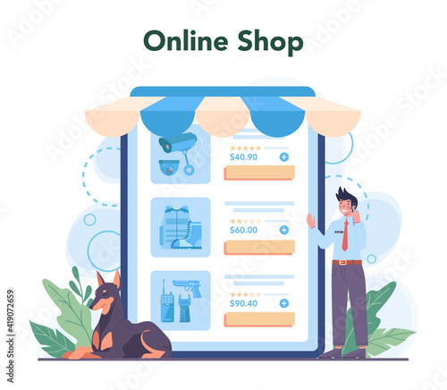 Security guard online service or platform. Surveillance and ptrotection
